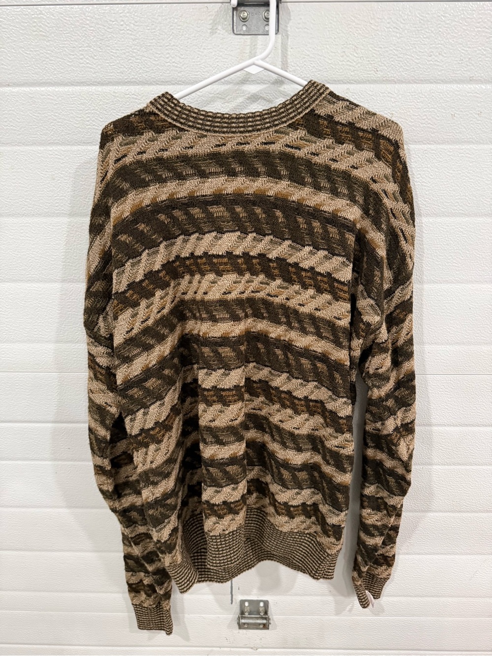 Men's Crewneck Knit Sweater in Brown and Tan